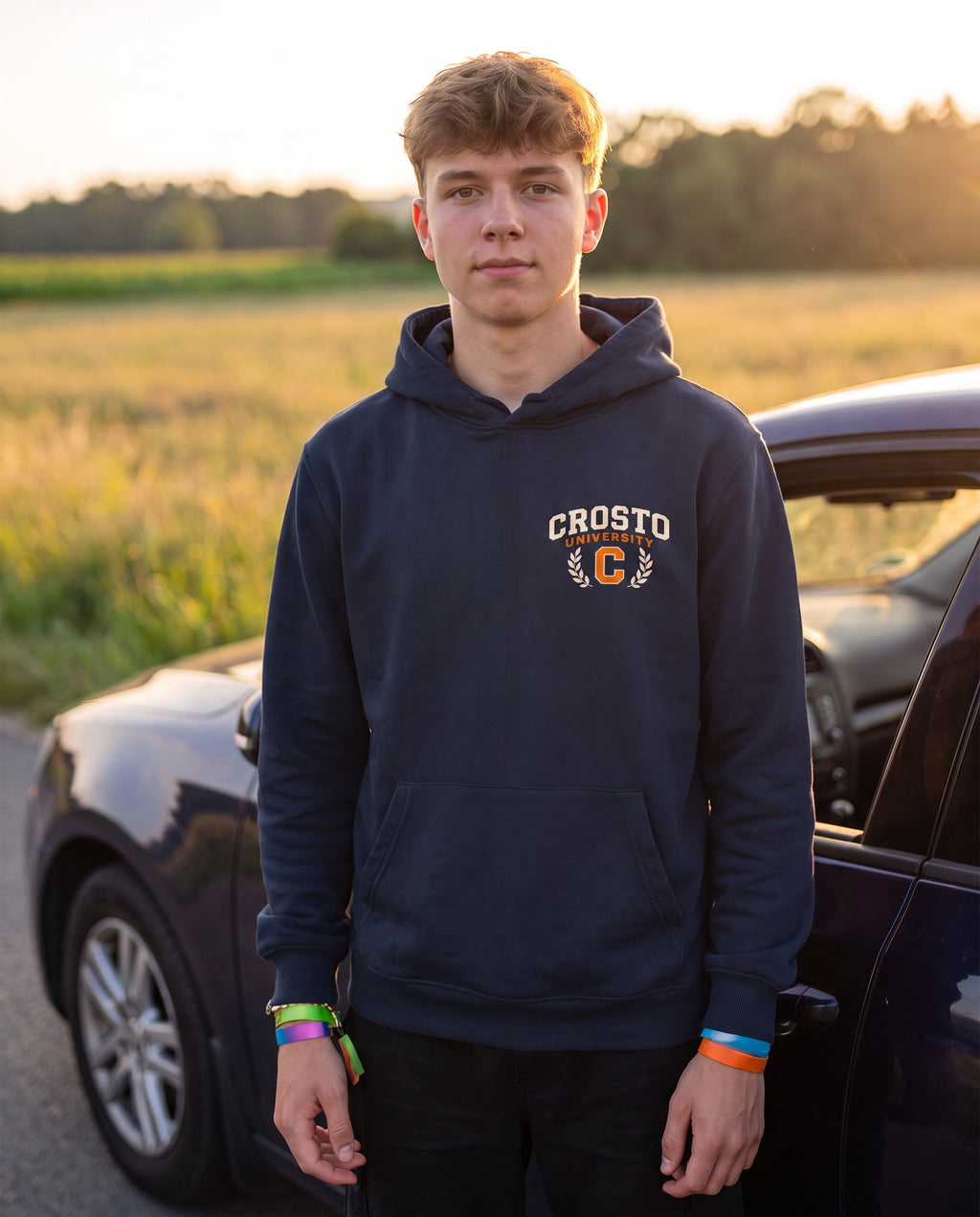 CROSTO University Navy – Hoodie - Detail