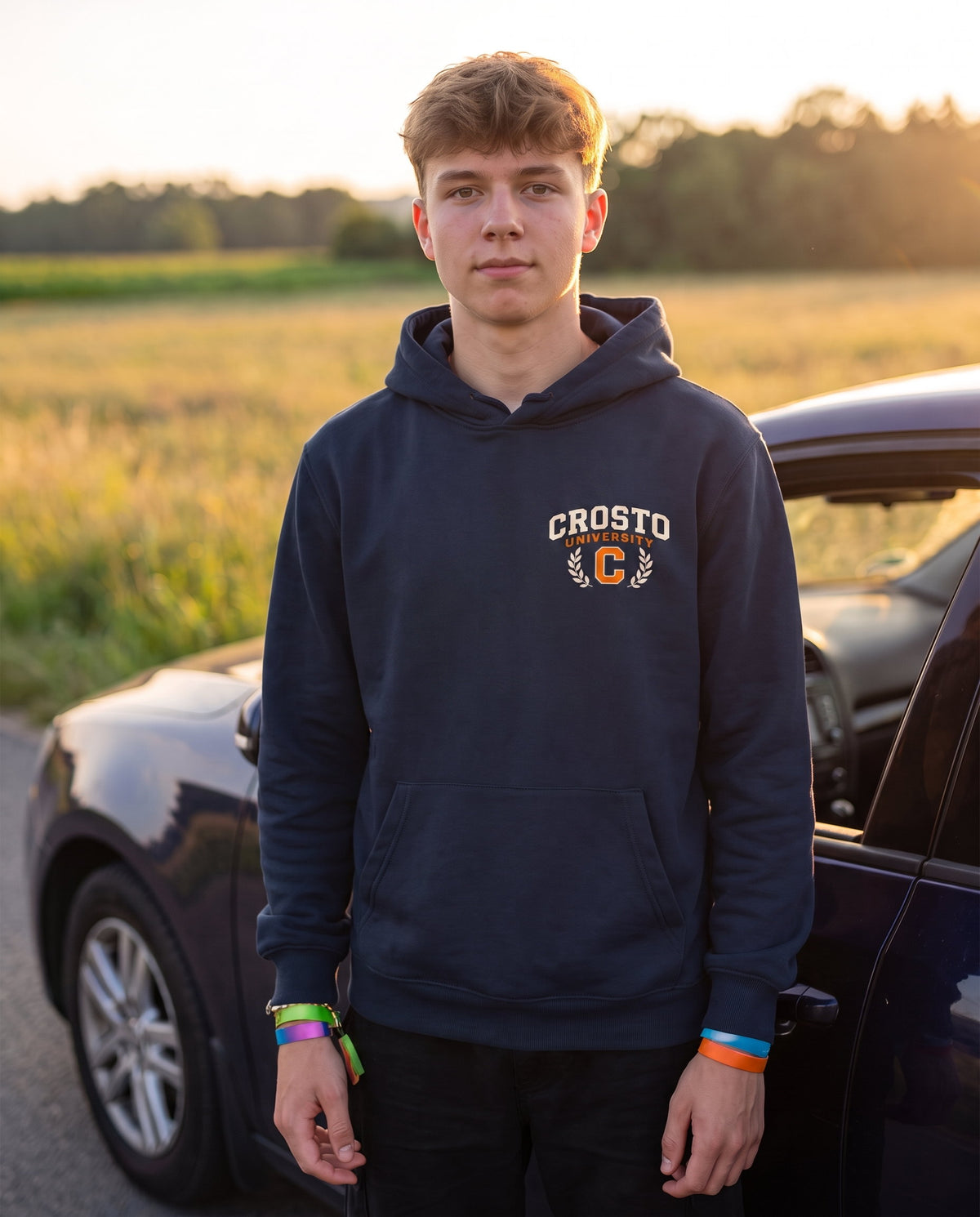 CROSTO University Navy – Hoodie - Detail